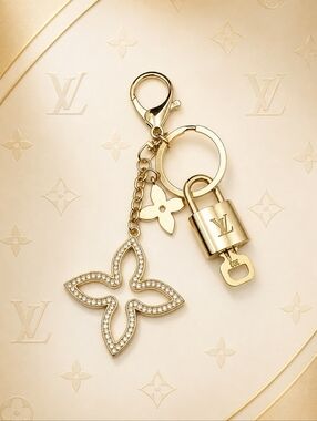 Authentic Louis Vuitton Gold Lock & Key 🔐 with unbranded Clover Bagcharm